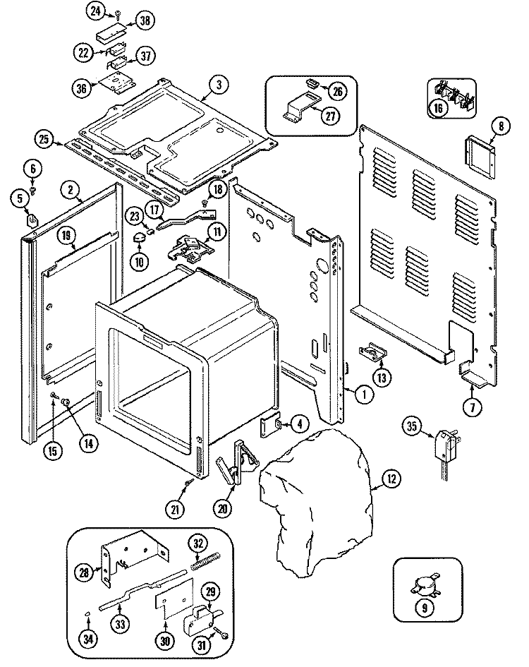BODY Diagram and Parts List for FCE30510W  Jenn-Air Range