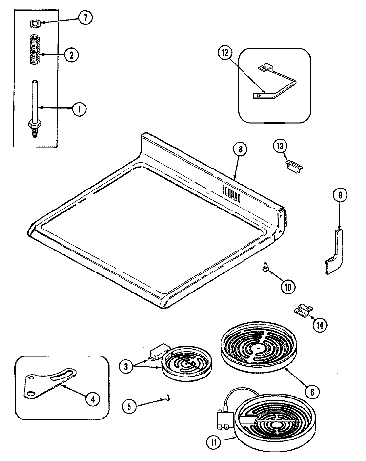 TOP ASSEMBLY Diagram and Parts List for FCE30610W  Jenn-Air Range