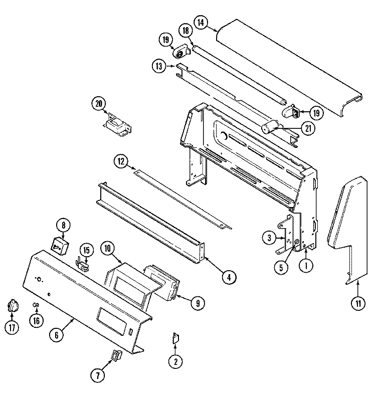CONTROL PANEL Diagram and Parts List for FCE30610WC  Jenn-Air Range