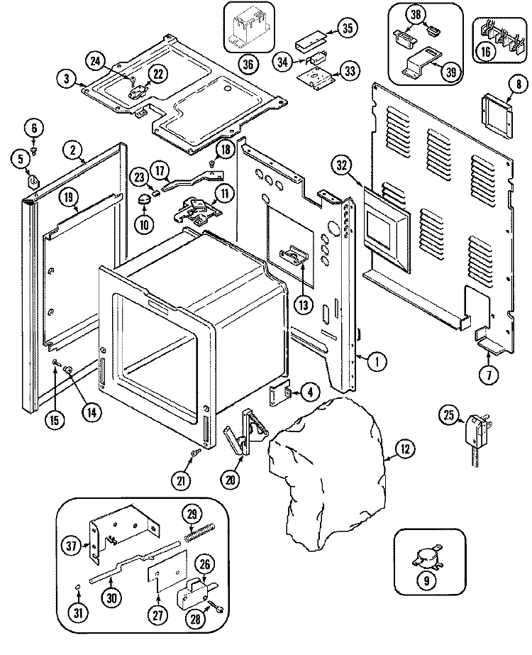 BODY Diagram and Parts List for FCE30610WC  Jenn-Air Range