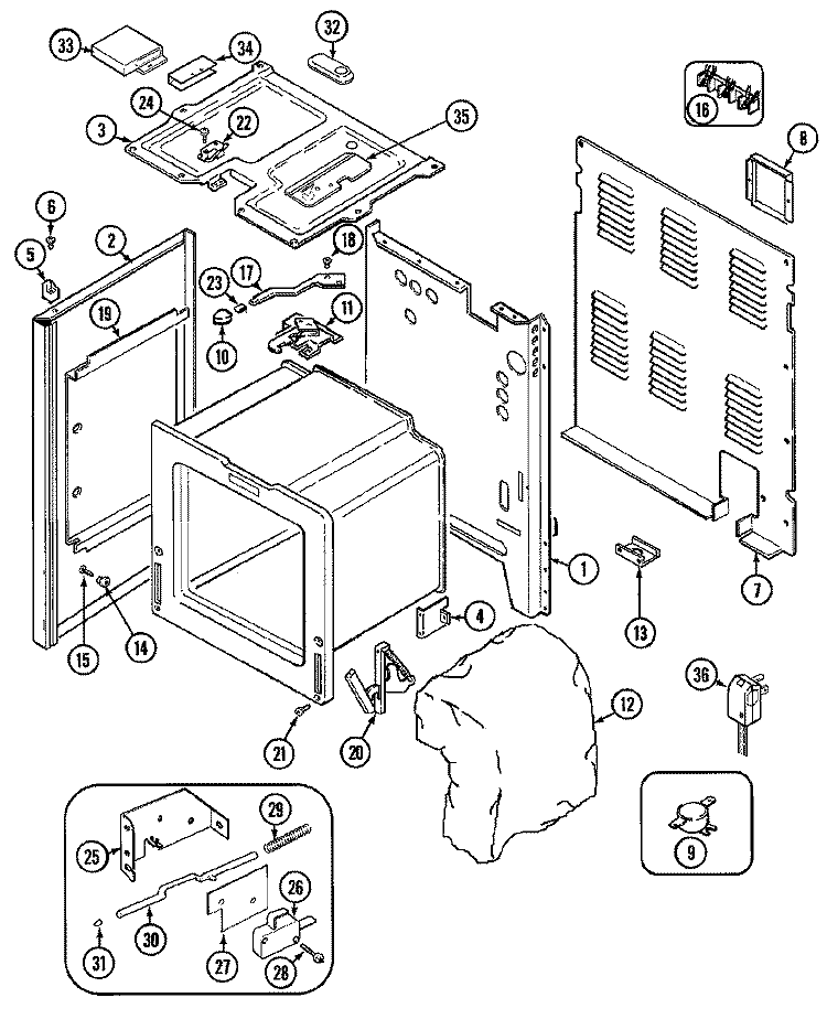 BODY Diagram and Parts List for CRE9500DDE  Maytag Range