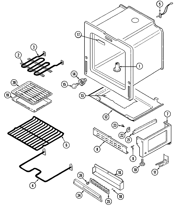 OVEN / BASE Diagram and Parts List for CRE7700CDE  Maytag Range