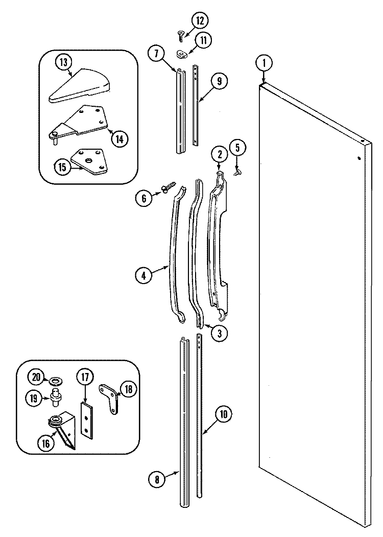 FRESH FOOD OUTER DOOR Diagram and Parts List for RST2400FAM  Maytag Refrigerator