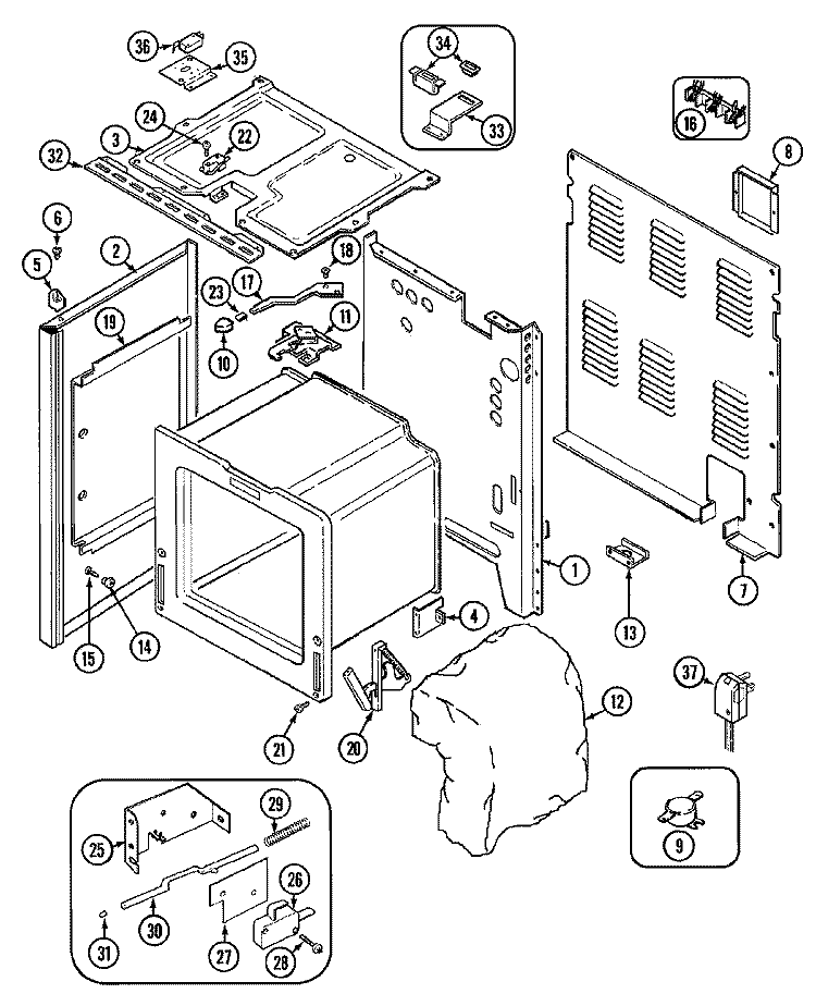 BODY Diagram and Parts List for CRE9800DDE  Maytag Range