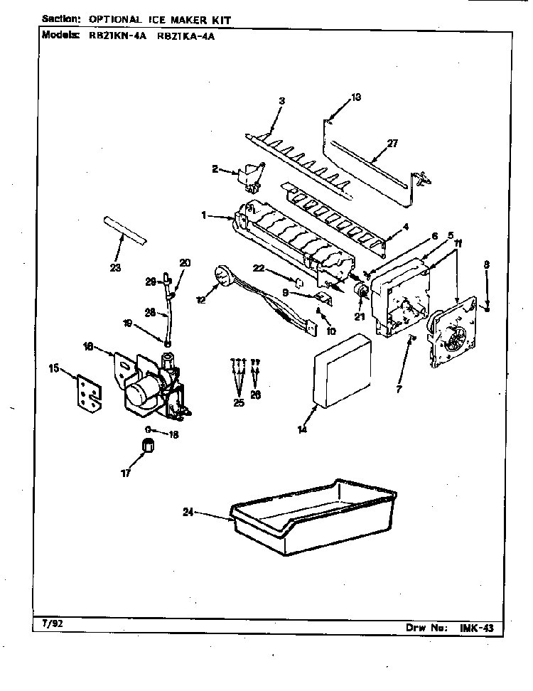 Optional Ice Maker Kit Diagram and Parts List for RB21KN-4A CG83A Magic Chef Refrigerator