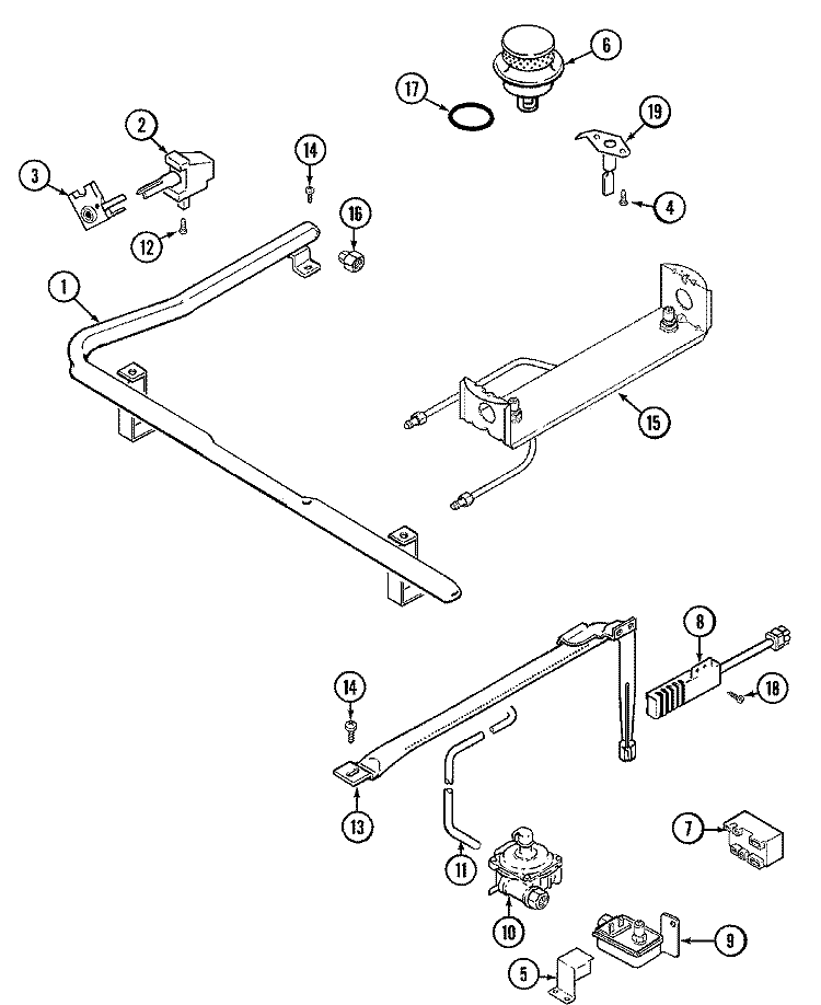 GAS CONTROLS Diagram and Parts List for CRG7700BAL  Maytag Range