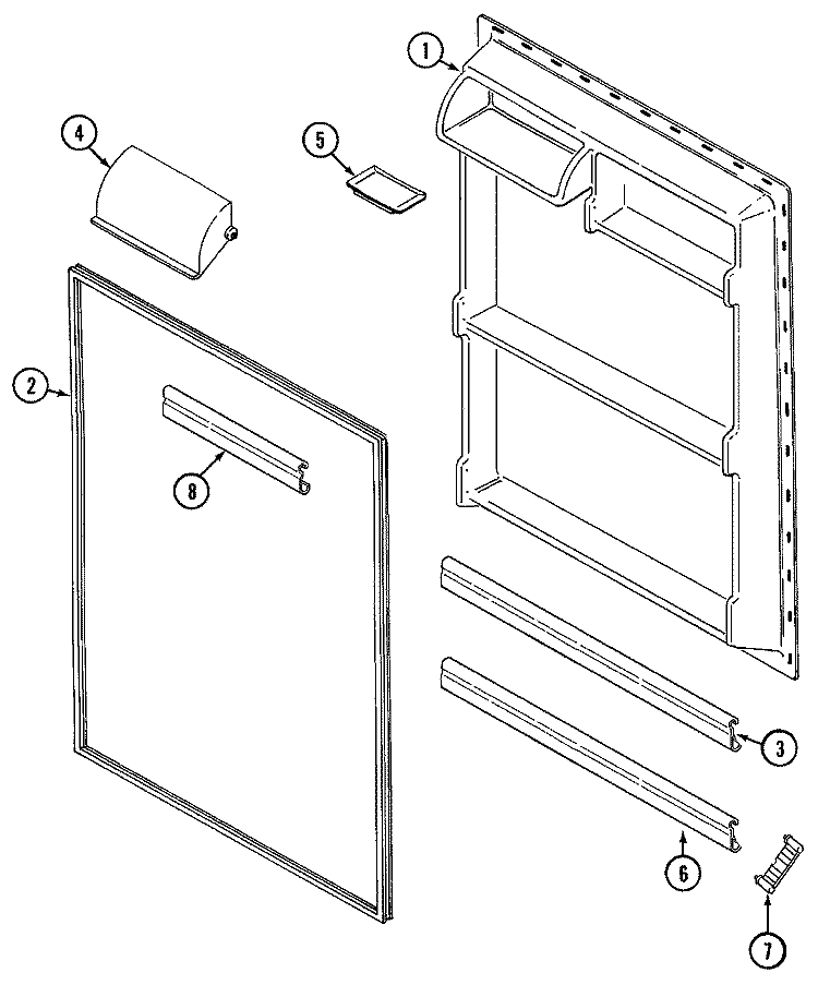 FRESH FOOD INNER DOOR Diagram and Parts List for CT15Y5W  Crosley Refrigerator
