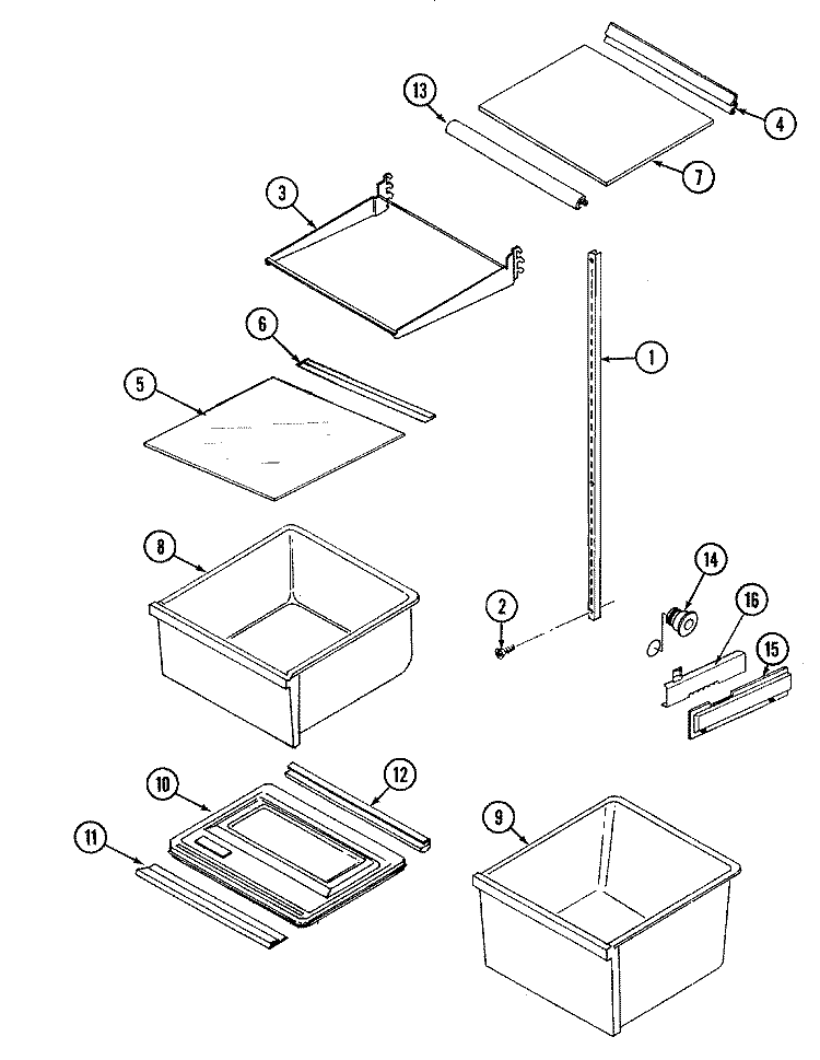 SHELVES & ACCESSORIES Diagram and Parts List for GS20Y8V  Maytag Refrigerator