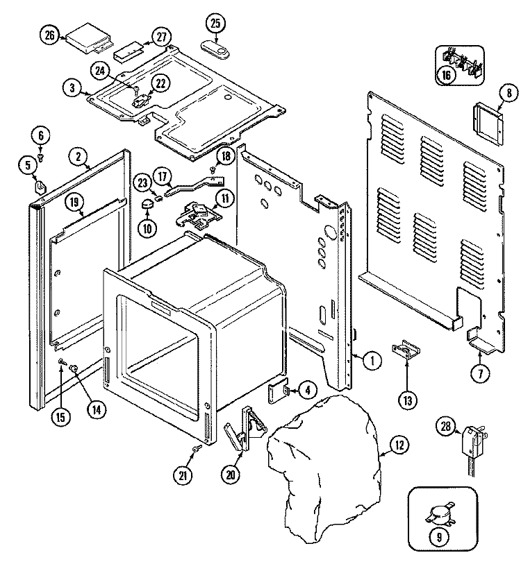 BODY Diagram and Parts List for CRE8700DDE  Maytag Range