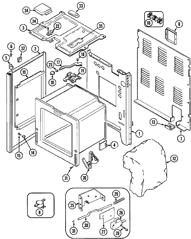 BODY Diagram and Parts List for CRE9500CCE  Maytag Range
