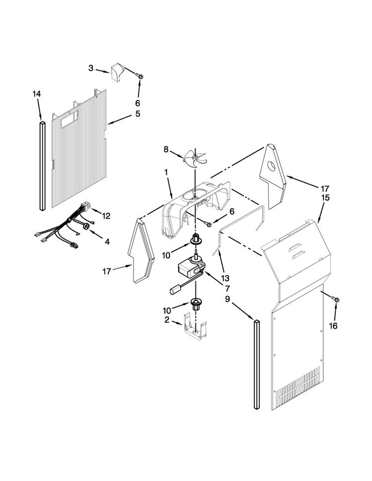 Air Flow Parts Diagram and Parts List for 8MSF25N4BW00  Maytag Refrigerator
