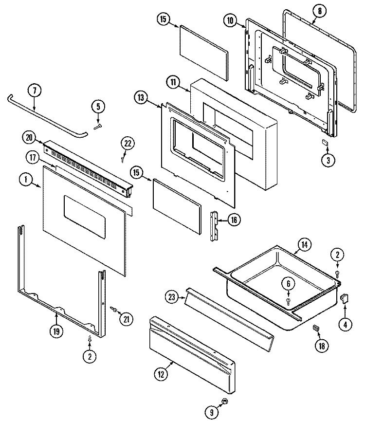 DOOR / DRAWER Diagram and Parts List for CRG9300CAL  Maytag Range
