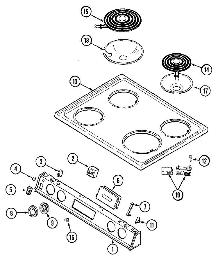 TOP ASSEMBLY Diagram and Parts List for L6892VVV  Norge Range