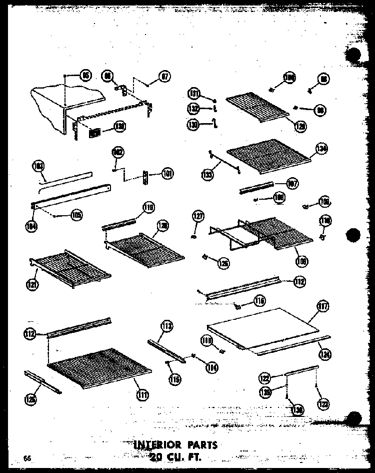 Interior Parts 20 Cu. Ft. Diagram and Parts List for T16N-P60236-48W  Amana Refrigerator