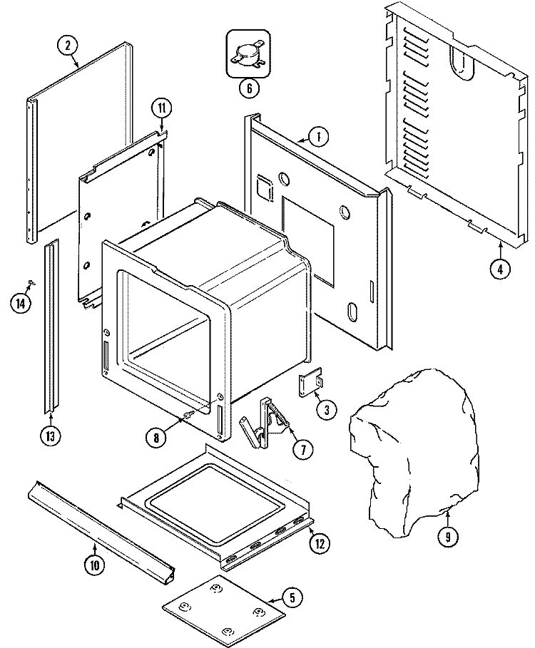 BODY Diagram and Parts List for X9875XVB  Maytag Wall Oven