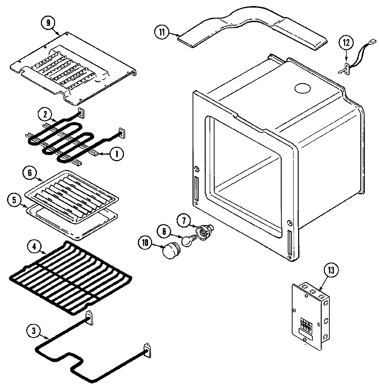 OVEN Diagram and Parts List for X9875XVB  Maytag Wall Oven