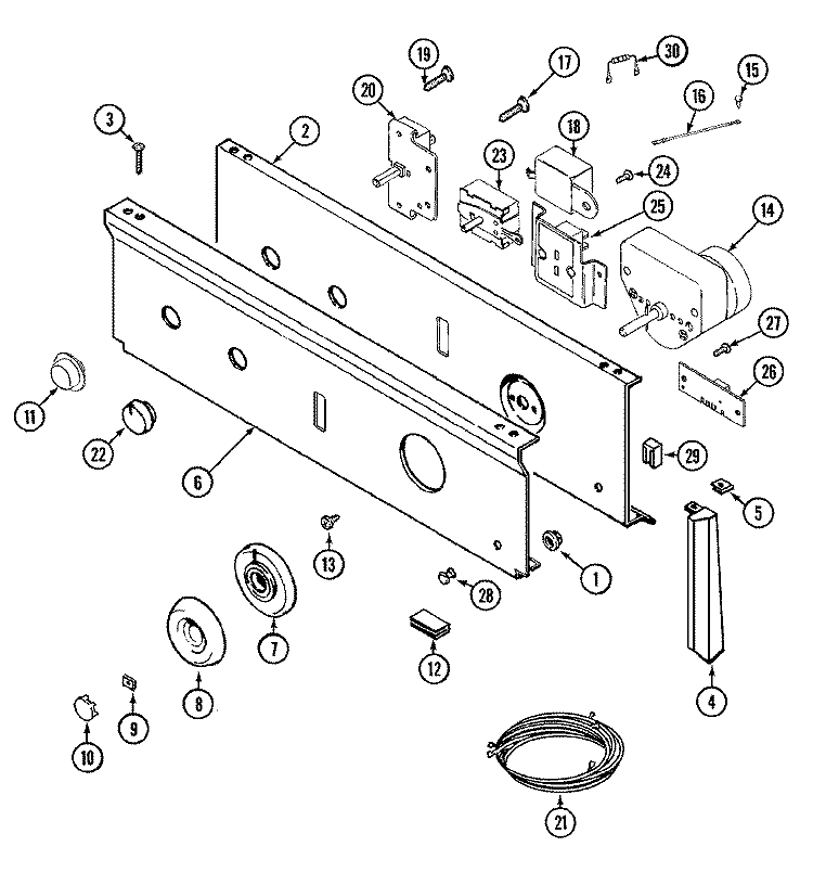 CONTROL PANEL Diagram and Parts List for LDE9334ADE  Maytag Dryer