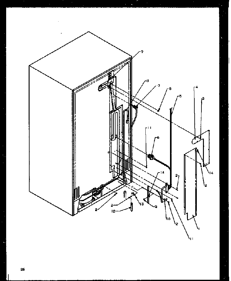 Back Unit Diagram and Parts List for SXI20NL-P1162903WL  Amana Refrigerator