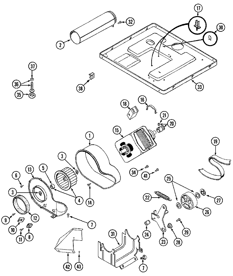 MOTOR DRIVE Diagram and Parts List for LDE9334ADE  Maytag Dryer