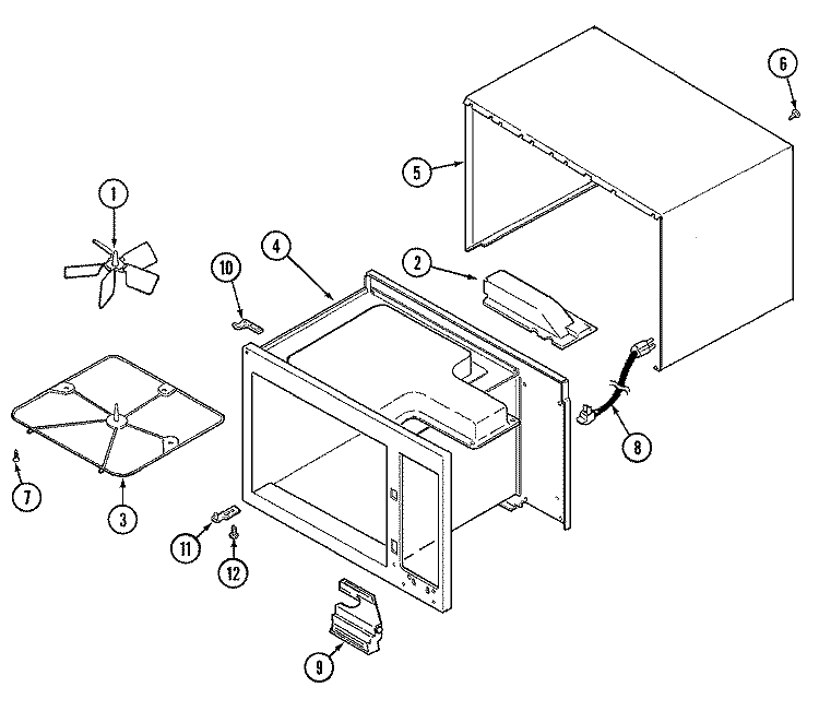 BASE Diagram and Parts List for M1100  Magic Chef Microwave