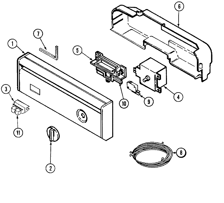 CONTROL PANEL Diagram and Parts List for DW700W  Jenn-Air Dishwasher