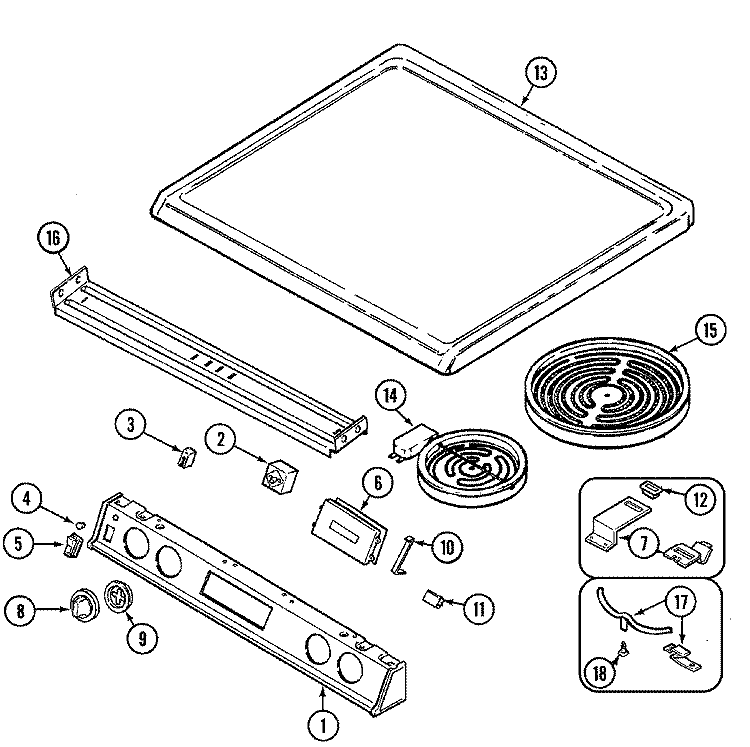 TOP ASSEMBLY Diagram and Parts List for 7898VAV  Magic Chef Microwave Oven Combo