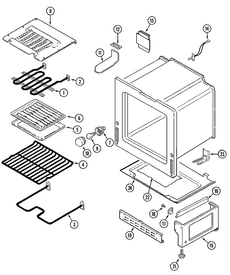 OVEN / BASE Diagram and Parts List for 7898VAV  Magic Chef Microwave Oven Combo