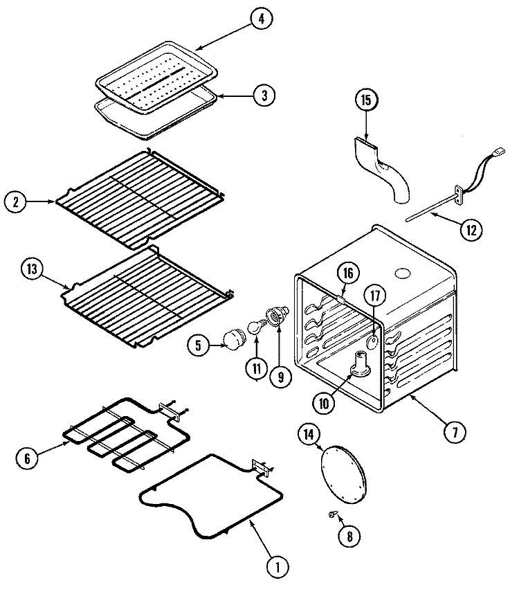 OVEN Diagram and Parts List for SVE47500W  Jenn-Air Range