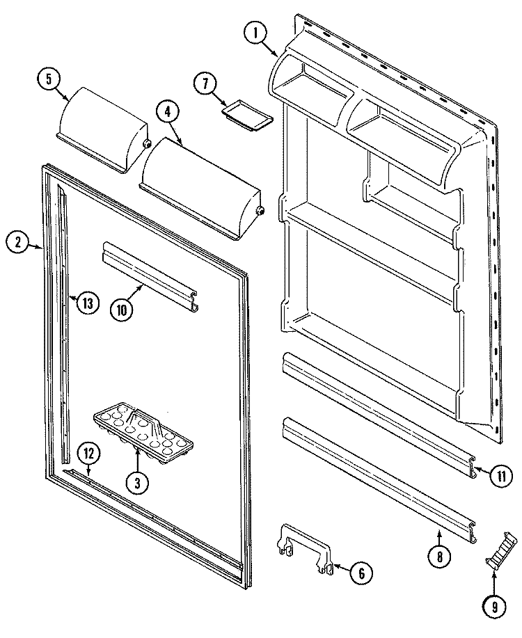 FRESH FOOD INNER DOOR Diagram and Parts List for GT19B6N3EV  Admiral Refrigerator