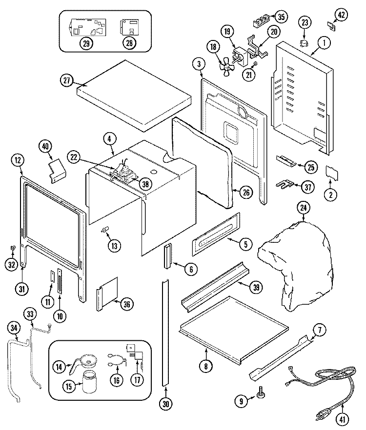 BODY Diagram and Parts List for SVE47100BC  Jenn-Air Range