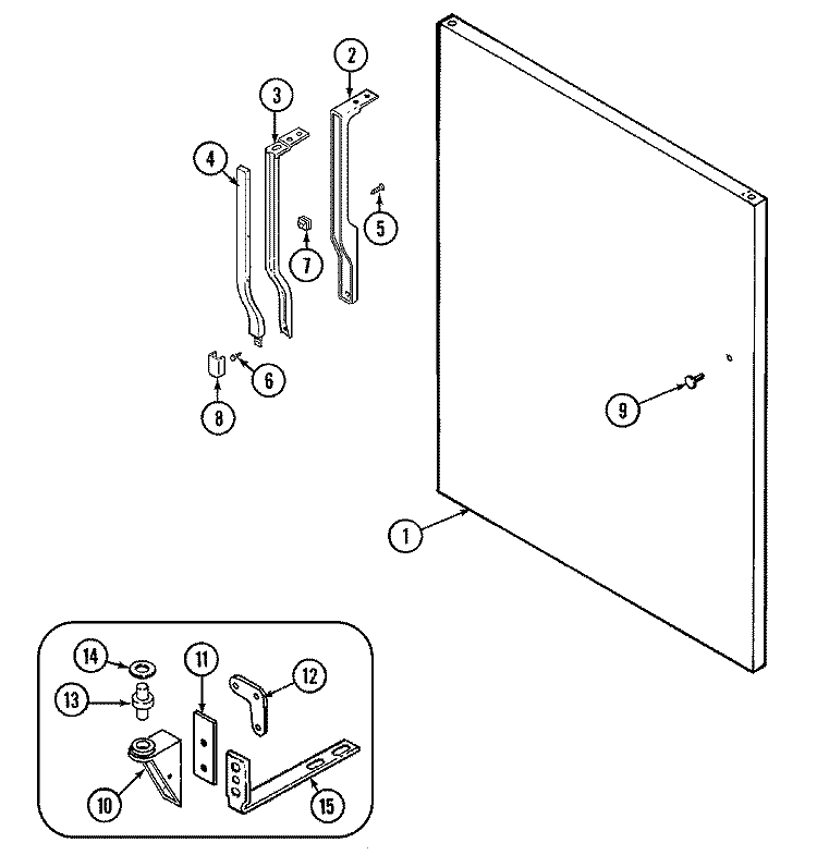 FRESH FOOD OUTER DOOR Diagram and Parts List for GT15A6XV  Admiral Refrigerator