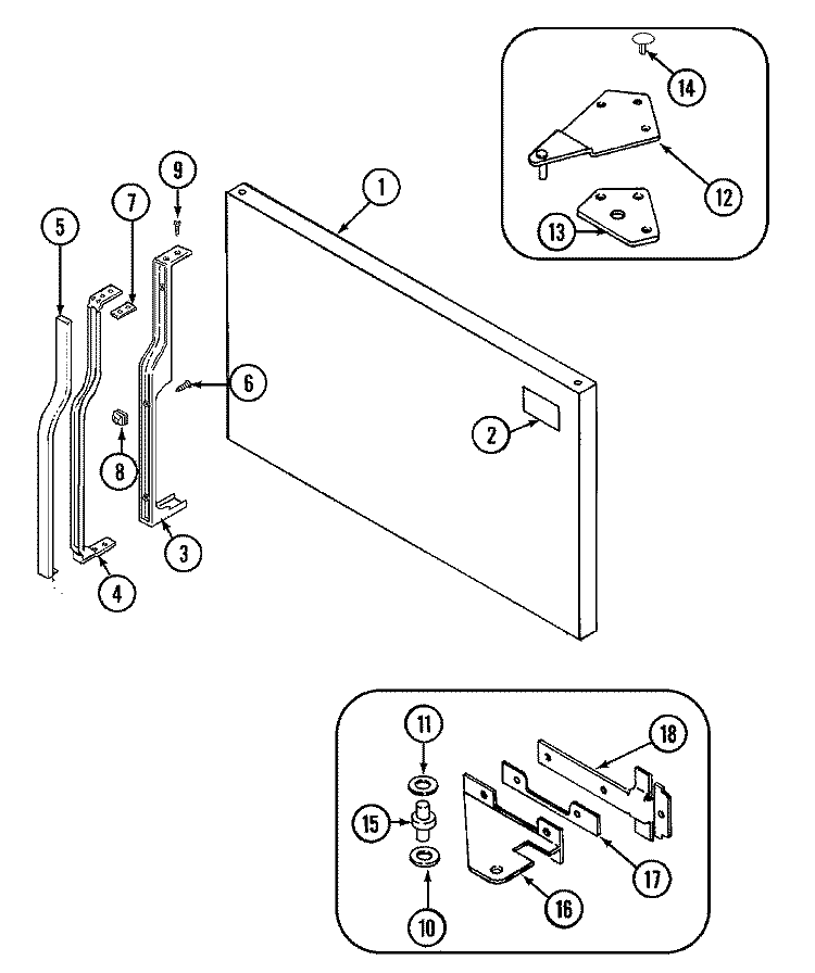 FREEZER OUTER DOOR Diagram and Parts List for GT15A6XV  Admiral Refrigerator