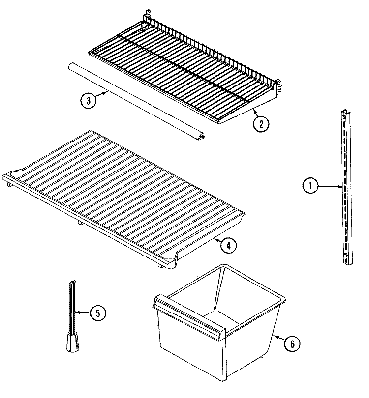 SHELVES & ACCESSORIES Diagram and Parts List for GT15A6XV  Admiral Refrigerator