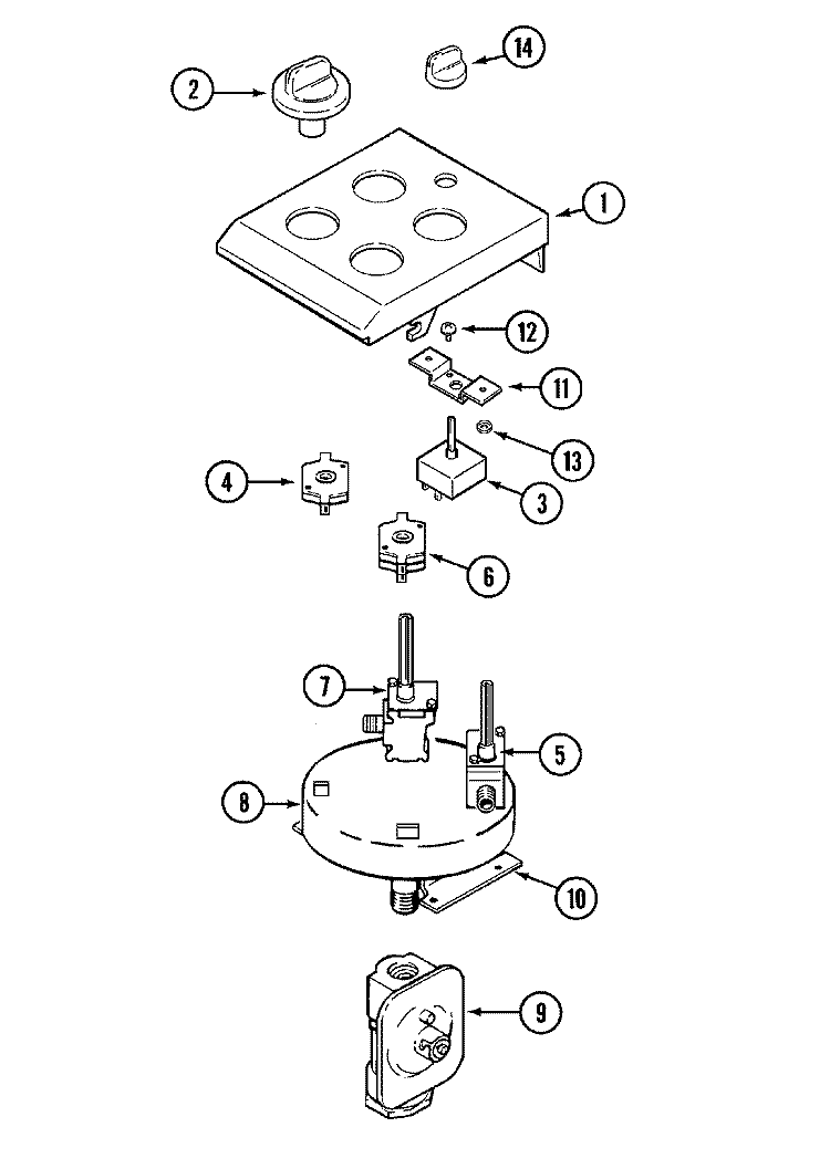 CONTROL PANEL Diagram and Parts List for CSG9900AAE  Maytag Cooktop
