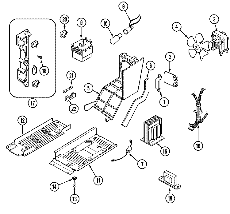 INTERNAL CONTROLS Diagram and Parts List for DMS46KG-10T  Maytag Microwave