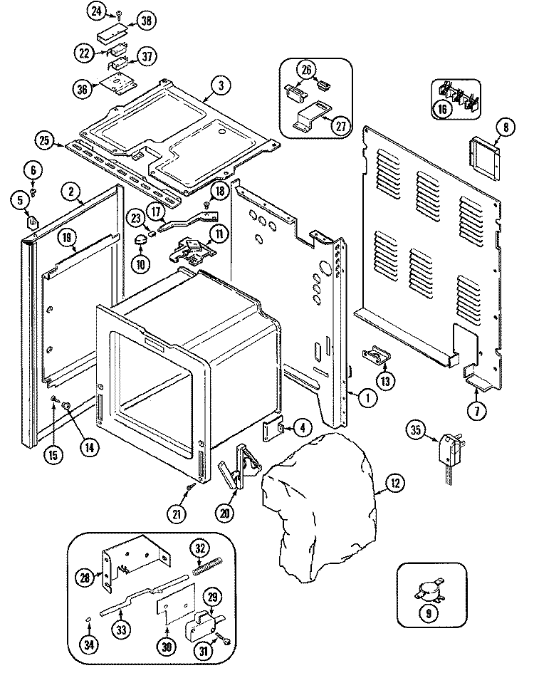 BODY Diagram and Parts List for CRE9600DDM  Maytag Range