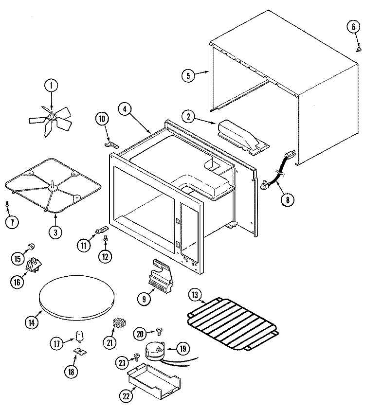 BODY Diagram and Parts List for CR1100K  Crosley Microwave