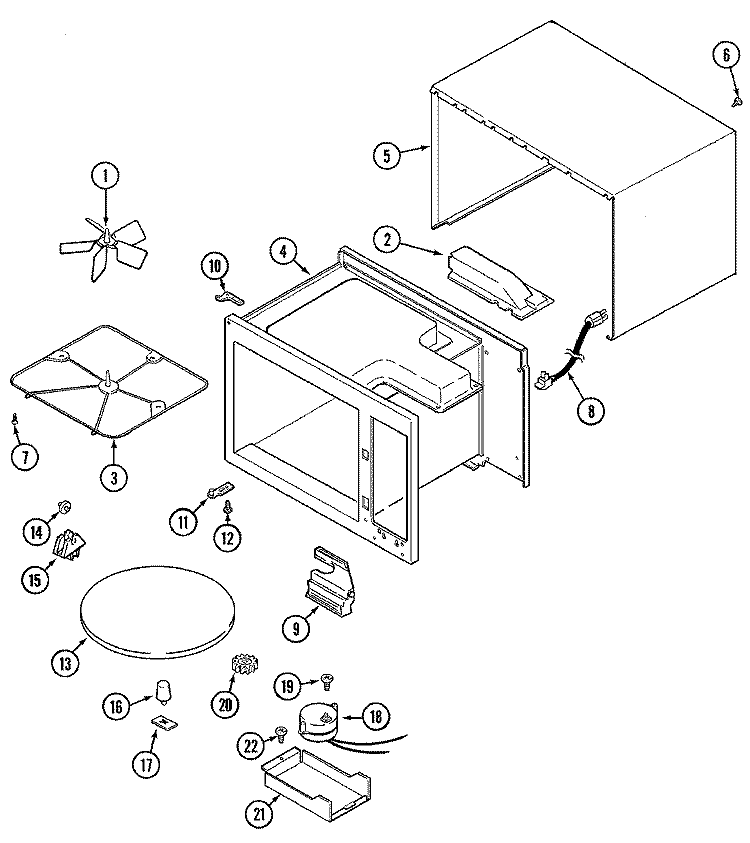 BODY Diagram and Parts List for DM15KW-16T-WZ  Magic Chef Microwave