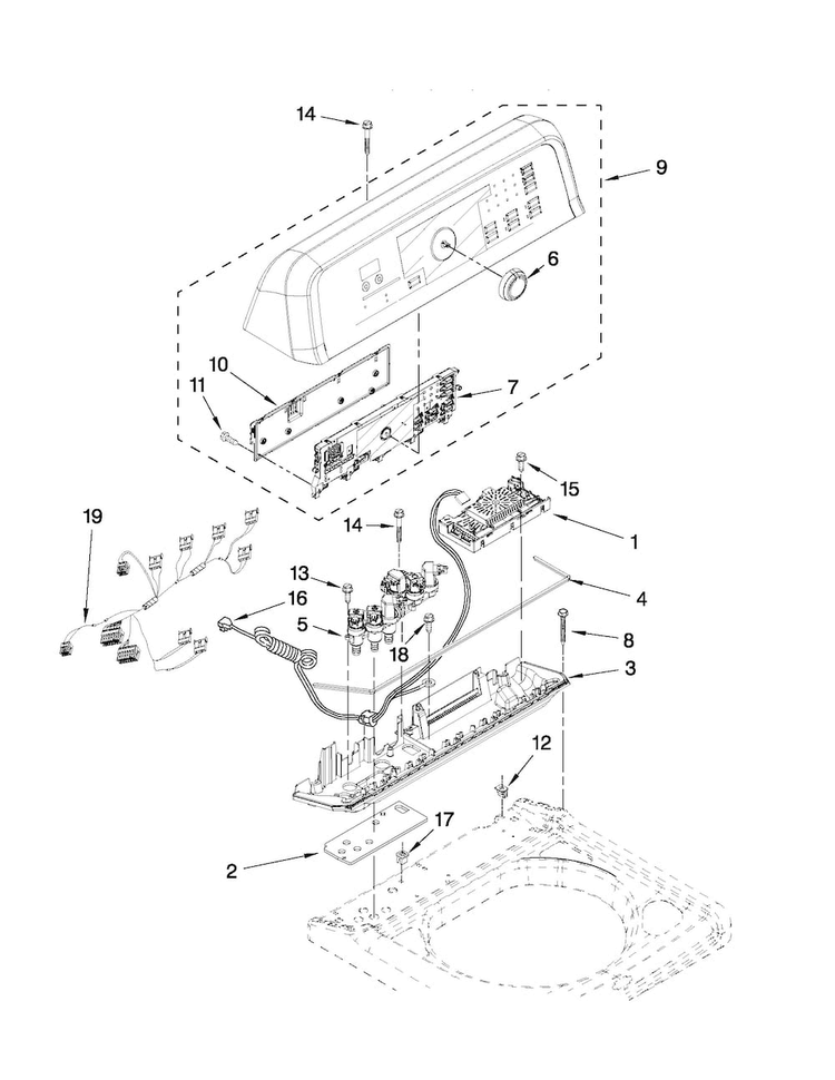 Control Panel Parts Diagram and Parts List for MVWB950YW0  Maytag Washer