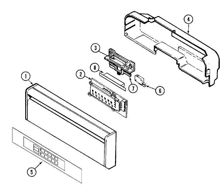 CONTROL PANEL Diagram and Parts List for DWU9962AAE  Maytag Dishwasher