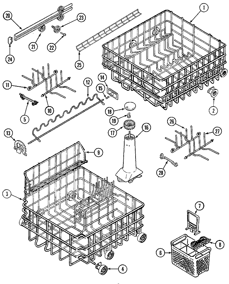 TRACK & RACK ASSEMBLY Diagram and Parts List for DWU9962AAE  Maytag Dishwasher