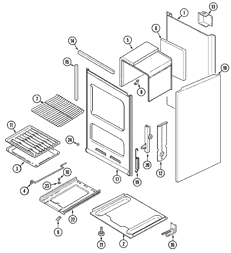 OVEN / BODY Diagram and Parts List for CG1100PAW  Crosley Range