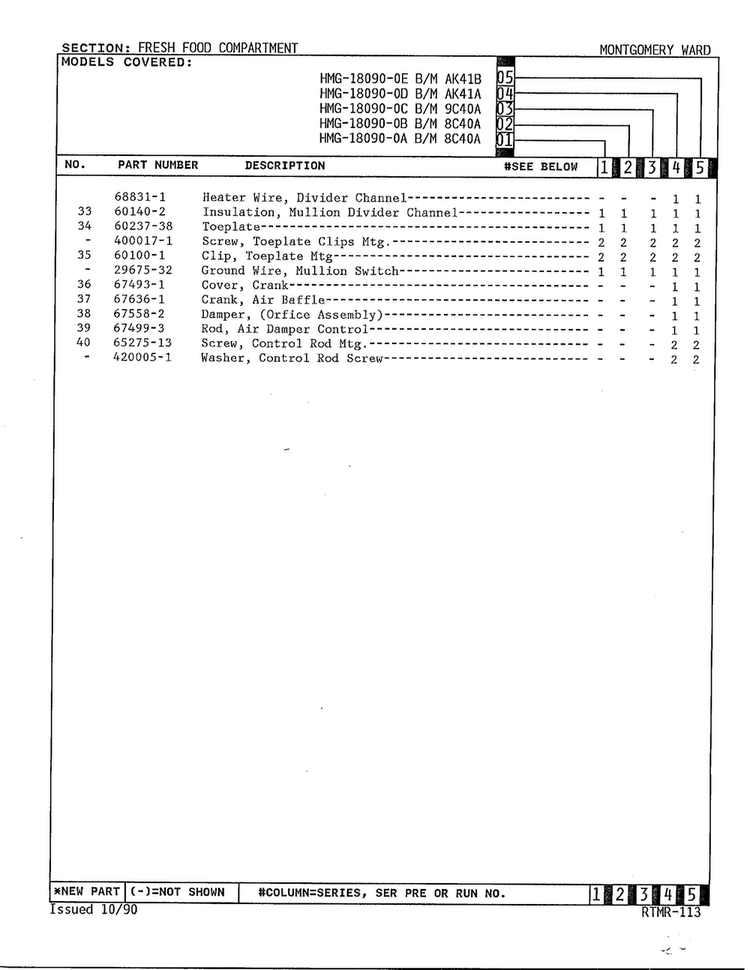 Fresh Food Compartment Page 3 Diagram and Parts List for 18090-OA  Admiral Refrigerator