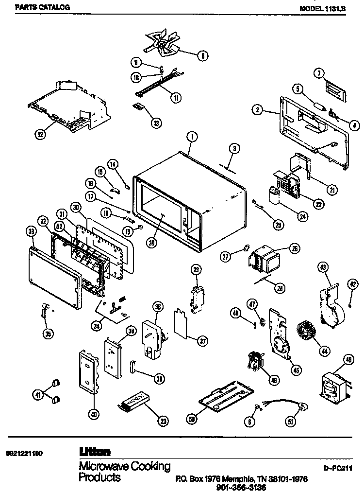 Microwave Parts Diagram and Parts List for 1131B  Amana Microwave