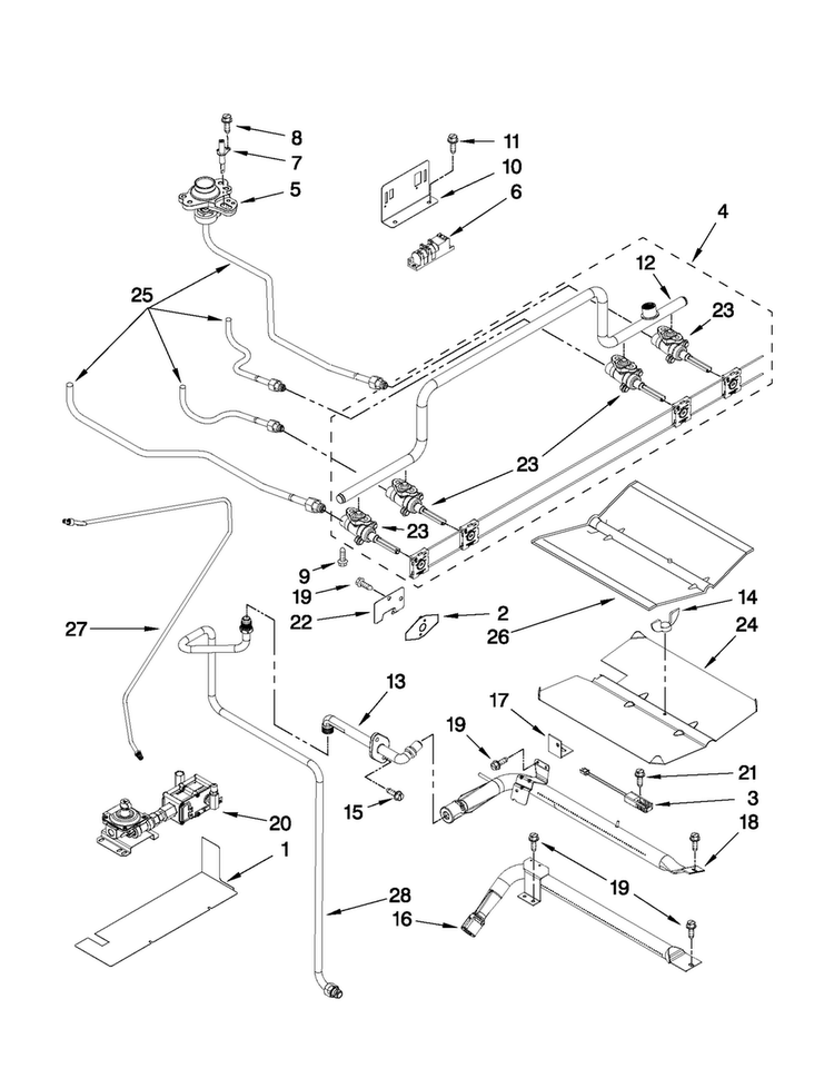 Manifold Parts Diagram and Parts List for MGS5875BDS22  Maytag Range