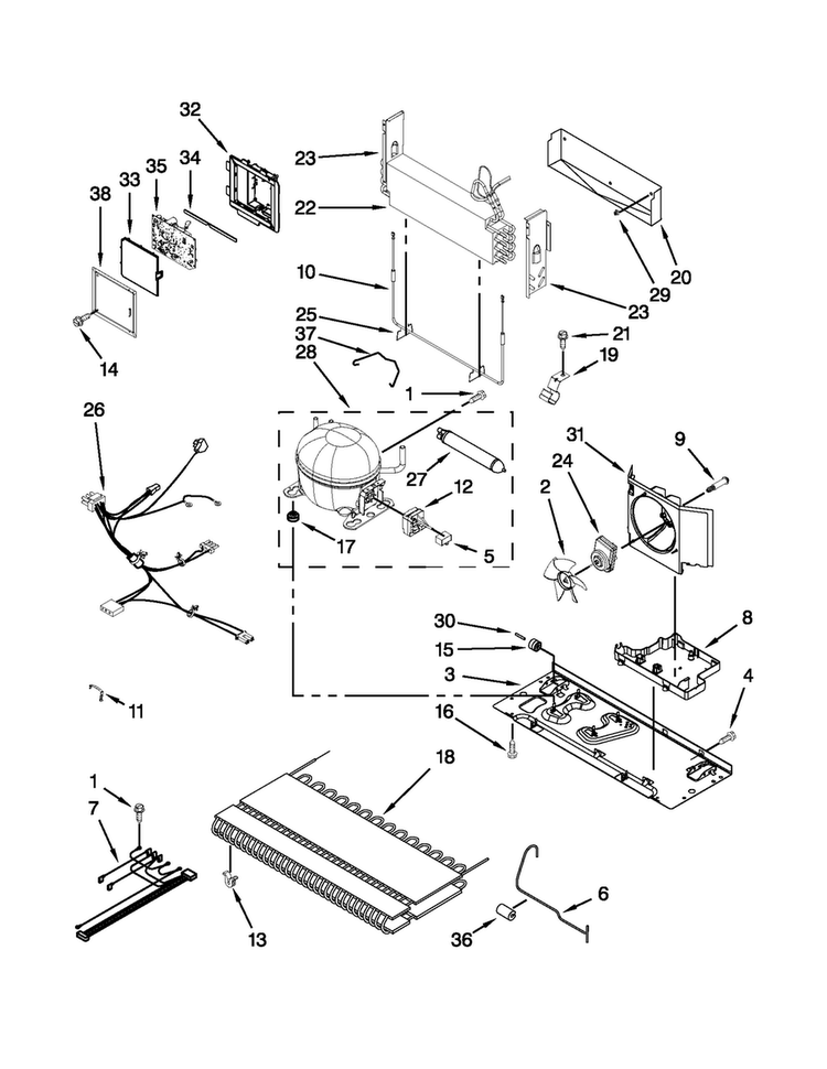 Unit Parts Diagram and Parts List for JFC2089WTB9  Jenn-Air Refrigerator