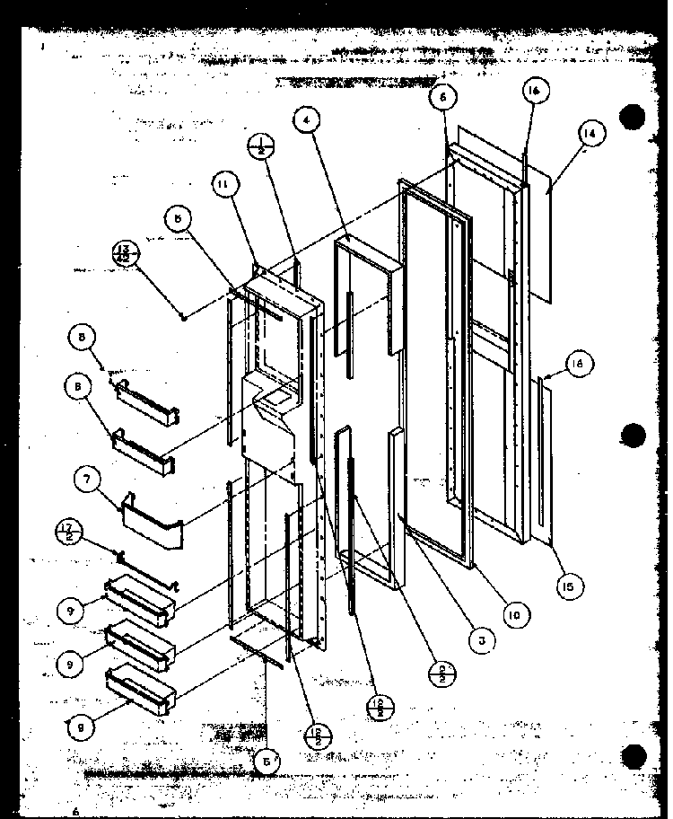 Freezer Door Diagram and Parts List for 36501W-P1121705WW  Amana Refrigerator