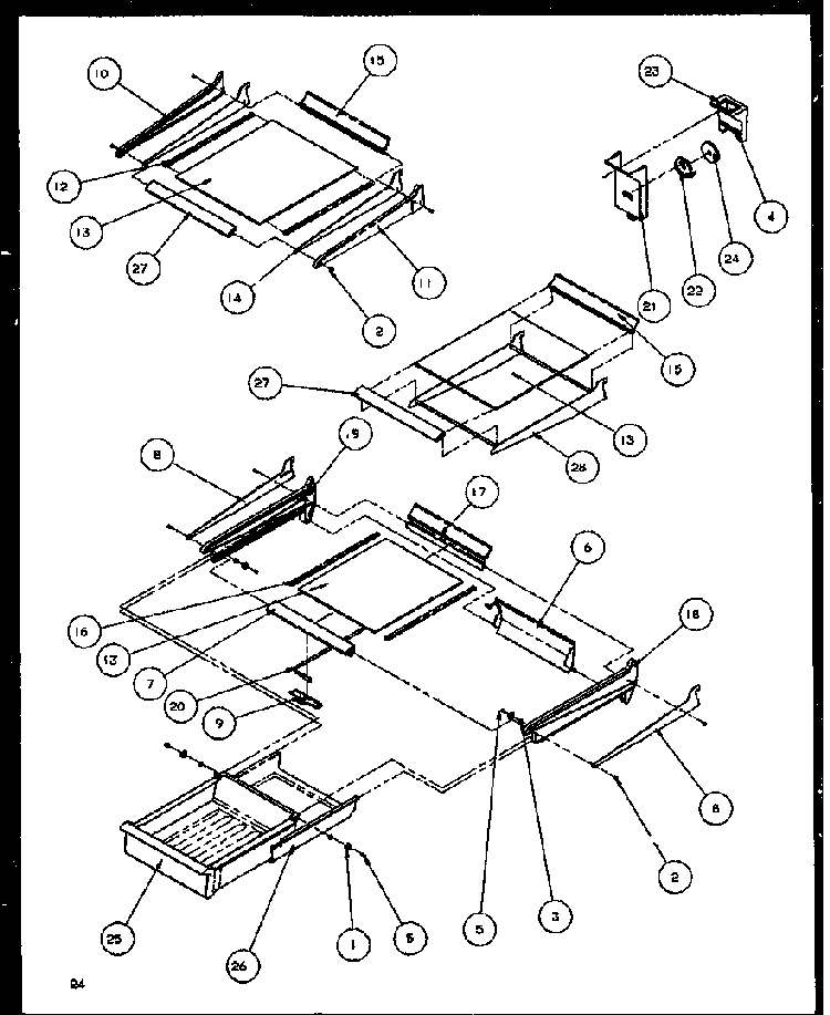 Cabinet Shelving Diagram and Parts List for TG18RBW-P1158303WW  Amana Refrigerator