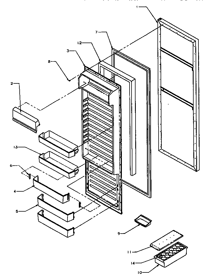 Refrigerator Door Diagram and Parts List for SS21SL-P1193801WL  Amana Refrigerator