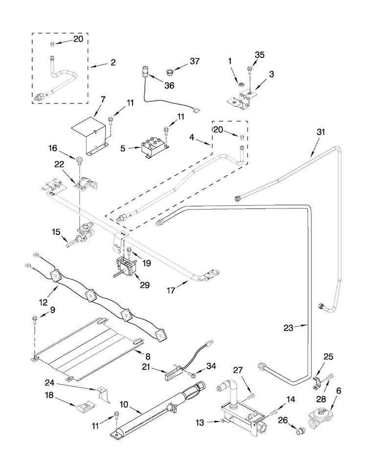 Manifold Parts Diagram and Parts List for AGR3311WDW1  Amana Range